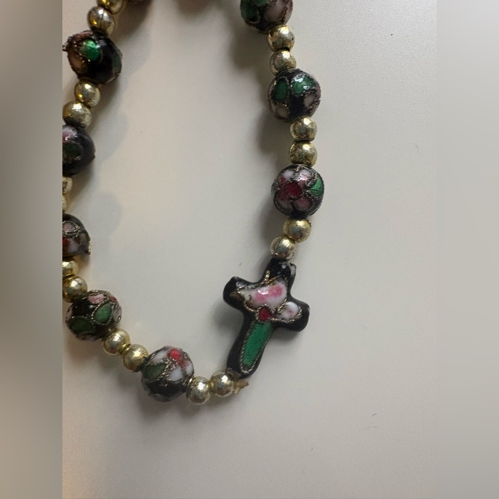 Black & Green Cloisonne elastic bracelet blessed by Pope Benedict